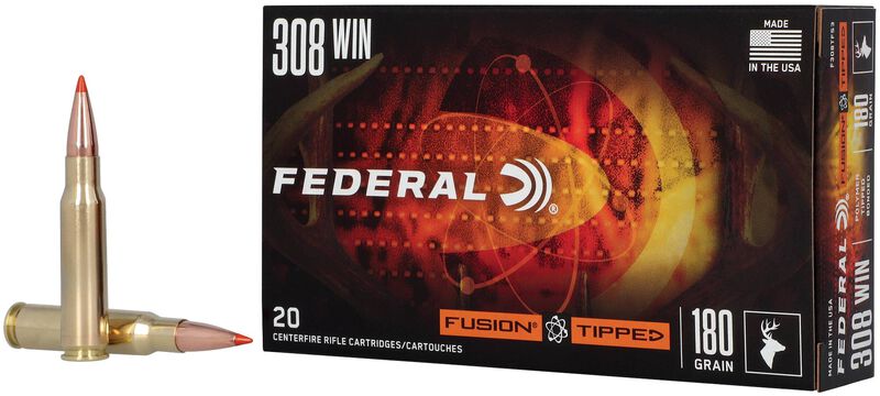 Fusion Tipped Rifle, 308 Win, 180 Grain, Fusion Tipped, 2600 fps